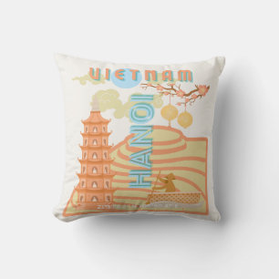Vietnam Travel Art Throw Pillow