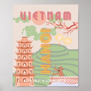 Vietnam Travel Art, Vintage Poster