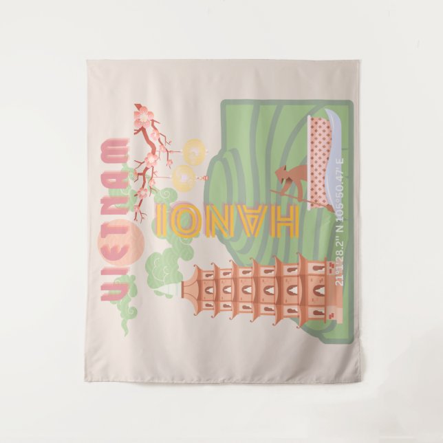 Vietnam Travel Art, Vintage Tapestry (Front)