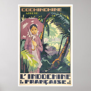 Vietnam Travel Poster Cochin-China Print Ho Chi