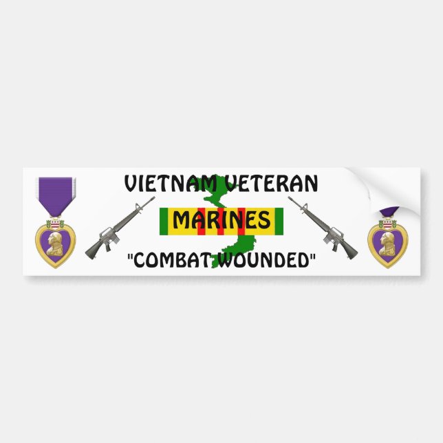 VIETNAM VET Combat Wounded Bumper Sticker (Front)