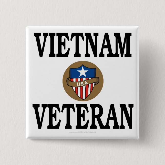 Vietnam veteran 2 inch square button (Front)
