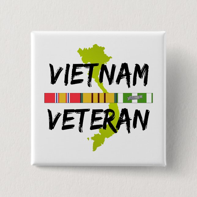 vietnam veteran 2 inch square button (Front)