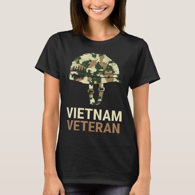 Vietnam Veteran Camo Helmet T-Shirt (Front)