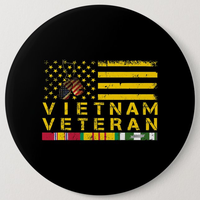 Vietnam Veteran Distressed American Flag 178 6 Inch Round Button (Front)