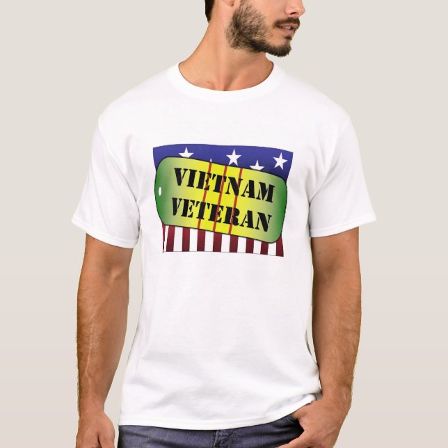 Vietnam Veteran Dogtag Service Medal Flag T-Shirt (Front)