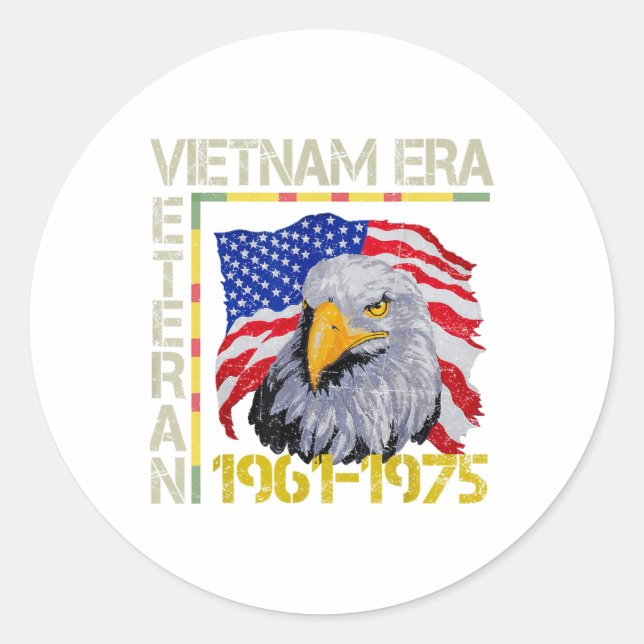 Vietnam Veteran Era 1961 1975 Memorial Flag Americ Classic Round Sticker (Front)