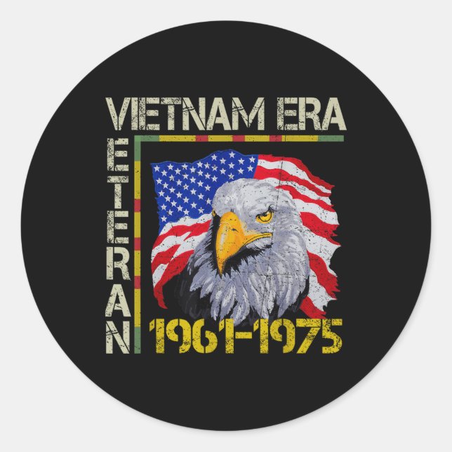 Vietnam Veteran Era 1961 1975 Memorial Flag Classic Round Sticker (Front)