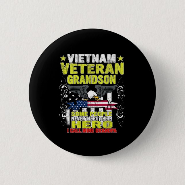 vietnam veteran grandson 2 inch round button (Front)
