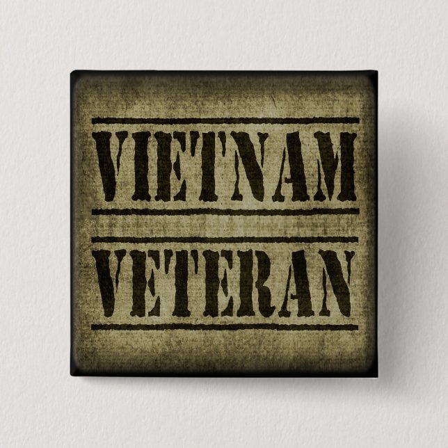 Vietnam Veteran Military 2 Inch Square Button (Front)