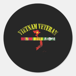 Vietnam Veteran Usa Flag Memorial Patriotic Classic Round Sticker