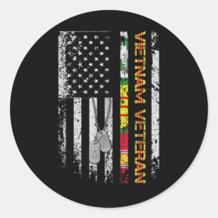 Vietnam Veteran Vintage Flag Memorial Patriotic Classic Round Sticker