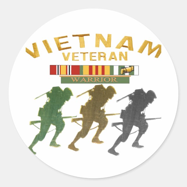 Vietnam Veteran Warrior cards, posters, paper item Classic Round Sticker (Front)