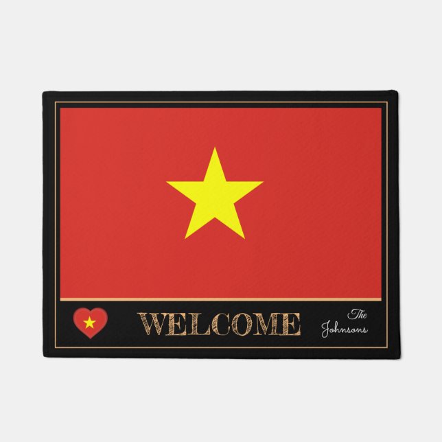 Vietnam & Vietnamese Flag house mat/sports Welcome Doormat (Front)