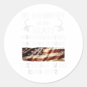 Vietnam War 1959-1975 In Memory Vietnam Veteran Ve Classic Round Sticker