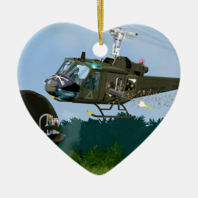 Vietnam War Bell Huey. Ceramic Ornament (Front)