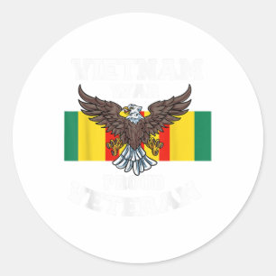 Vietnam War Proud Veteran  Classic Round Sticker
