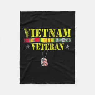 Vietnam War Veteran Dogtag Memorial Patriotic Fleece Blanket