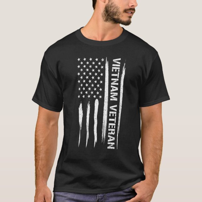Vietnam War Vietnam Veteran - American Flag T-Shirt (Front)