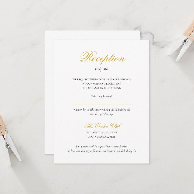 Vietnamese Bilingual Reception Card in Script (Front/Back In Situ)