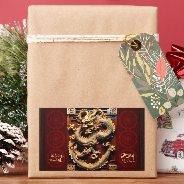 Vietnamese Drums Têt Dragon New Year Scupture 2024 Sticker (Holiday)