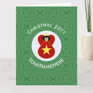 Vietnamese Flag Angel Christmas Personalized Card