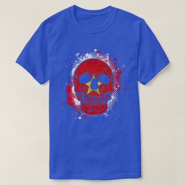 Vietnamese Flag Skull T-Shirt (Design Front)