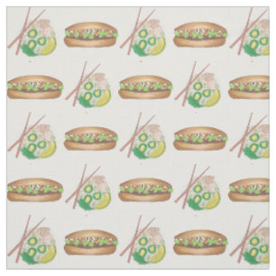 Vietnamese Food Chicken Pho Pork Banh Mi Sandwich Fabric