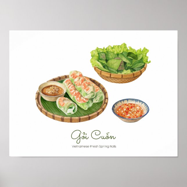 Vietnamese Fresh Spring Rolls Poster - Gỏi Cuốn (Front)