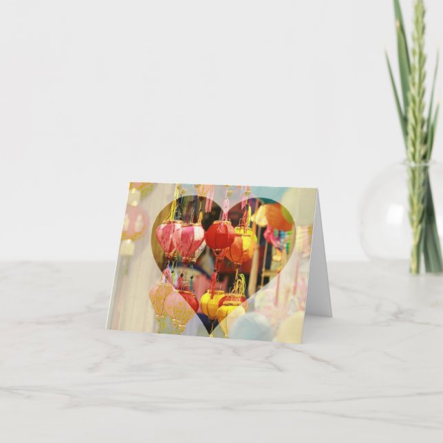 Vietnamese Lantern Folded Notecard (Front)