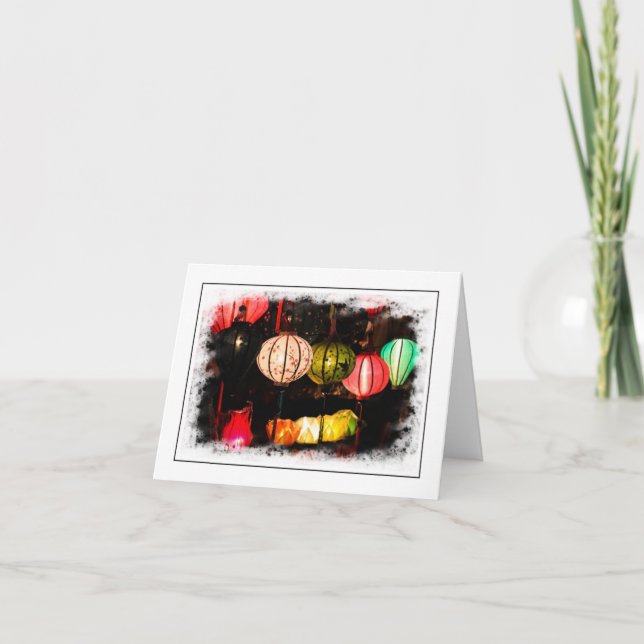 Vietnamese Lantern Folded Notecard (Front)