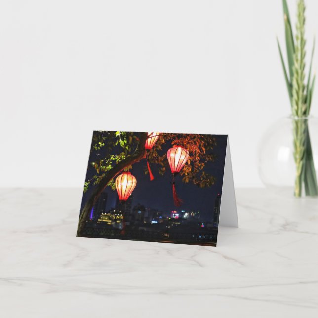 Vietnamese Lantern Folded Notecard (Front)