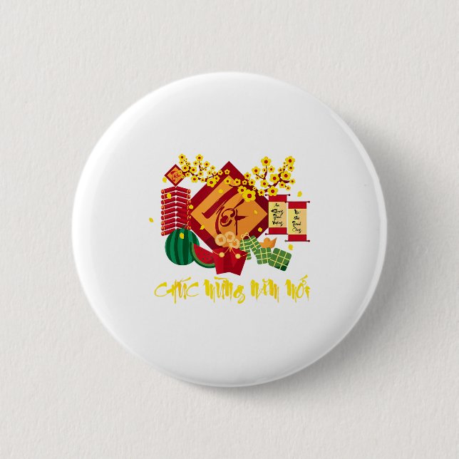 Vietnamese Lunar New Year 2026 Tet Viet Chuc Mung  2 Inch Round Button (Front)