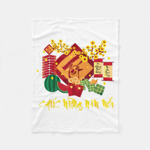Vietnamese Lunar New Year 2026 Tet Viet Chuc Mung  Fleece Blanket