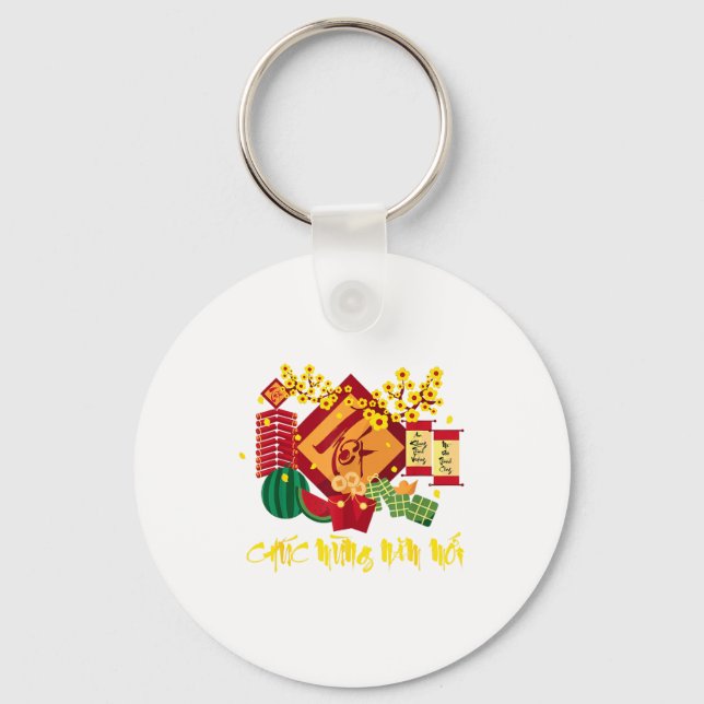 Vietnamese Lunar New Year 2026 Tet Viet Chuc Mung  Keychain (Front)