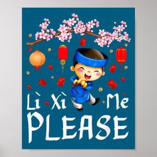 Vietnamese Lunar New Year Li Xi Me Please Ao Dai B Poster