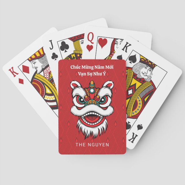 Vietnamese Lunar New Year Lion Playing Cards (Back)