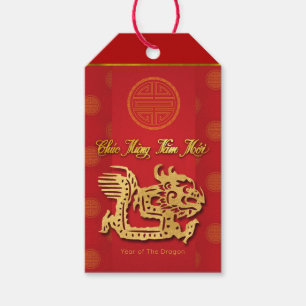 Vietnamese New Year Dragon paper-cut personalized Gift Tags