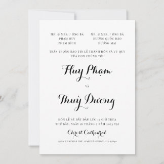 Vietnamese Only Wedding Invitation
