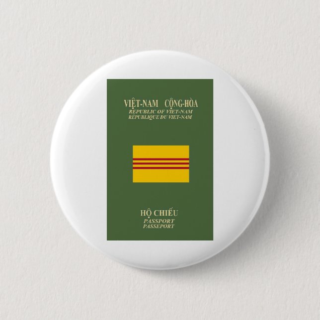 Vietnamese Passport - Flag of South Vietnam 2 Inch Round Button (Front)