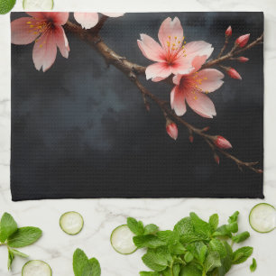 Vietnamese Peach Blossom Art Kitchen Towel