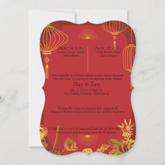 Vietnamese Red Invitation. Announcement