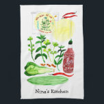 Vietnamese Rice Paper Roll Food Watercolor CUSTOM Kitchen Towel<br><div class="desc">This is one of my favourite meals to prepare,  so I painted the recipe for you! 

Customize with your own text or leave it off. 

Check my shop for more matching items!</div>