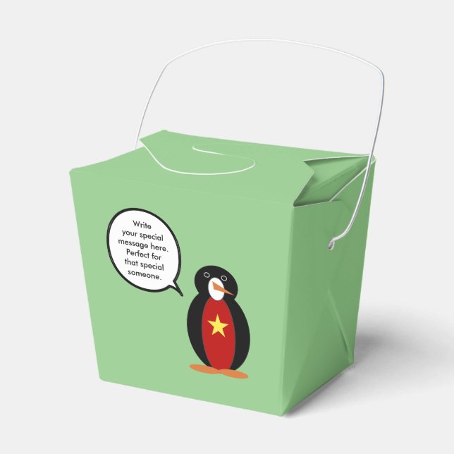 Vietnamese Talking Ms. Penguin Personalized  Favor Box (Front Side)