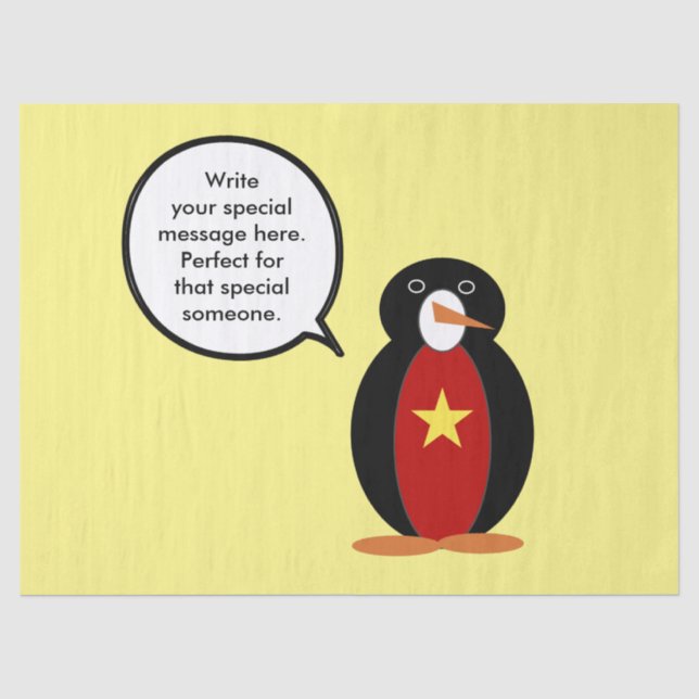Vietnamese Talking Ms. Penguin Personalized  Tissue Paper (Front)