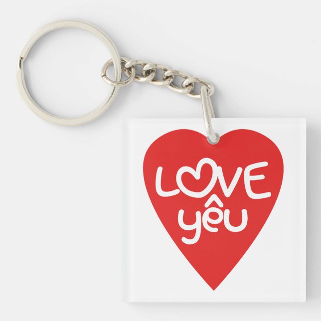 Vietnamese Valentine ♥ Love Yêu ♥ Asian Wordplay Keychain (Front)