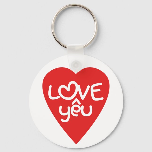 Vietnamese Valentine ♥ Love Yêu ♥ Asian Wordplay Keychain (Front)