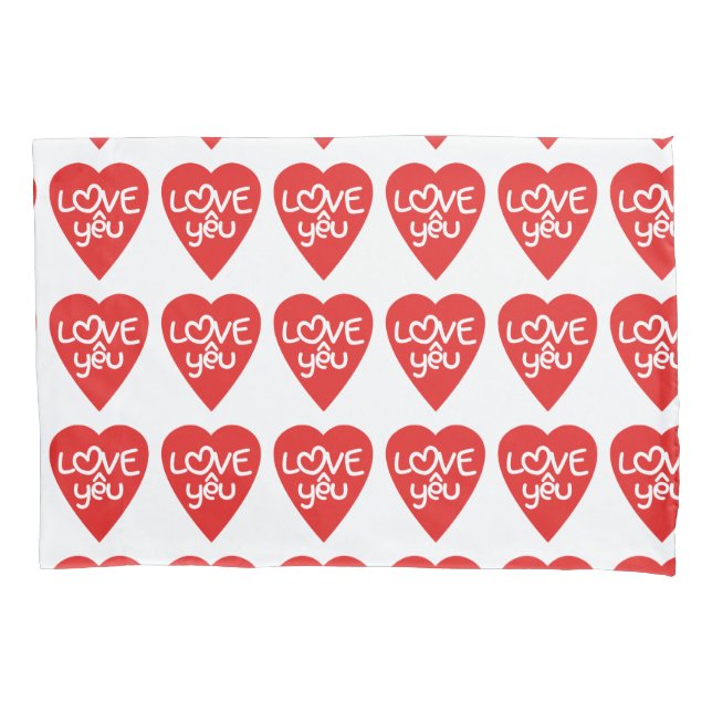 Vietnamese Valentine ♥ Love Yêu ♥ Asian Wordplay Pillowcase (Front)