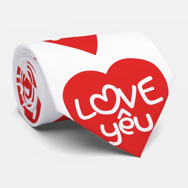 Vietnamese Valentine ♥ Love Yêu ♥ Asian Wordplay Tie