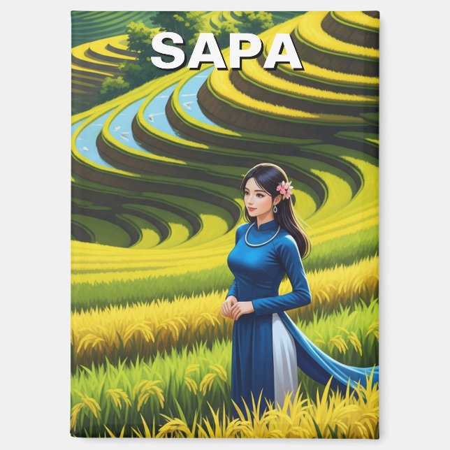 Vietnamese Woman in Sapa Travel Magnet (Front)
